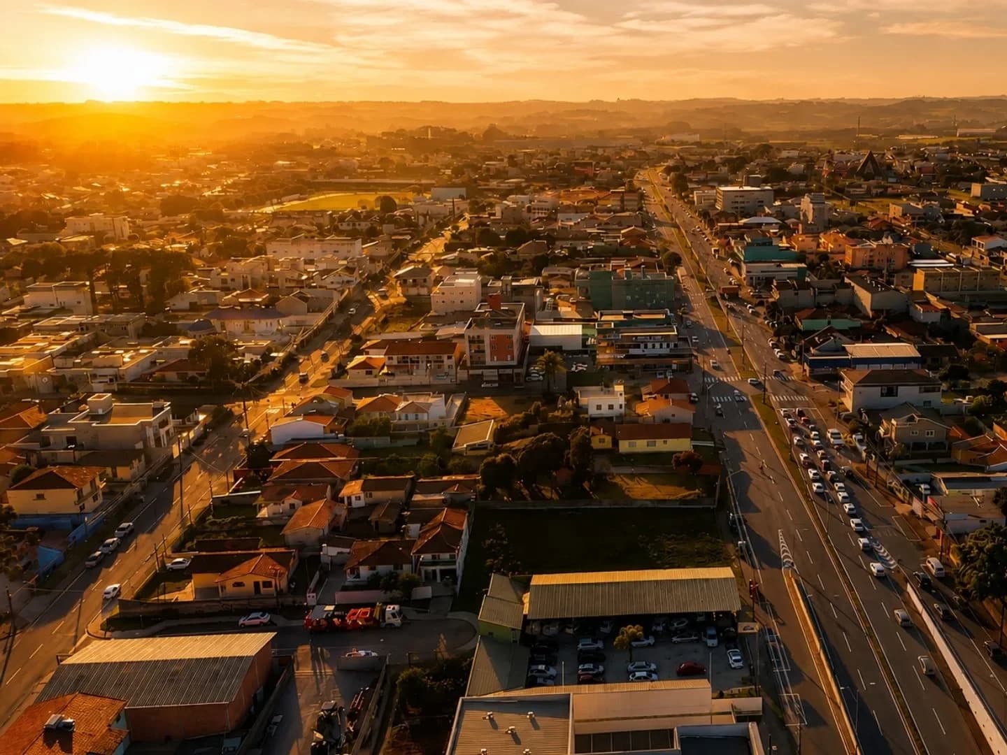 Vista aérea de Araucária — cidade onde a VKR constrói há mais de duas décadas